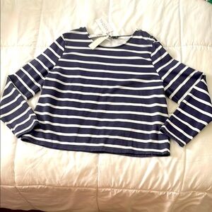 NWT NY & Co Navy and White Striped Long Sleeve Top
